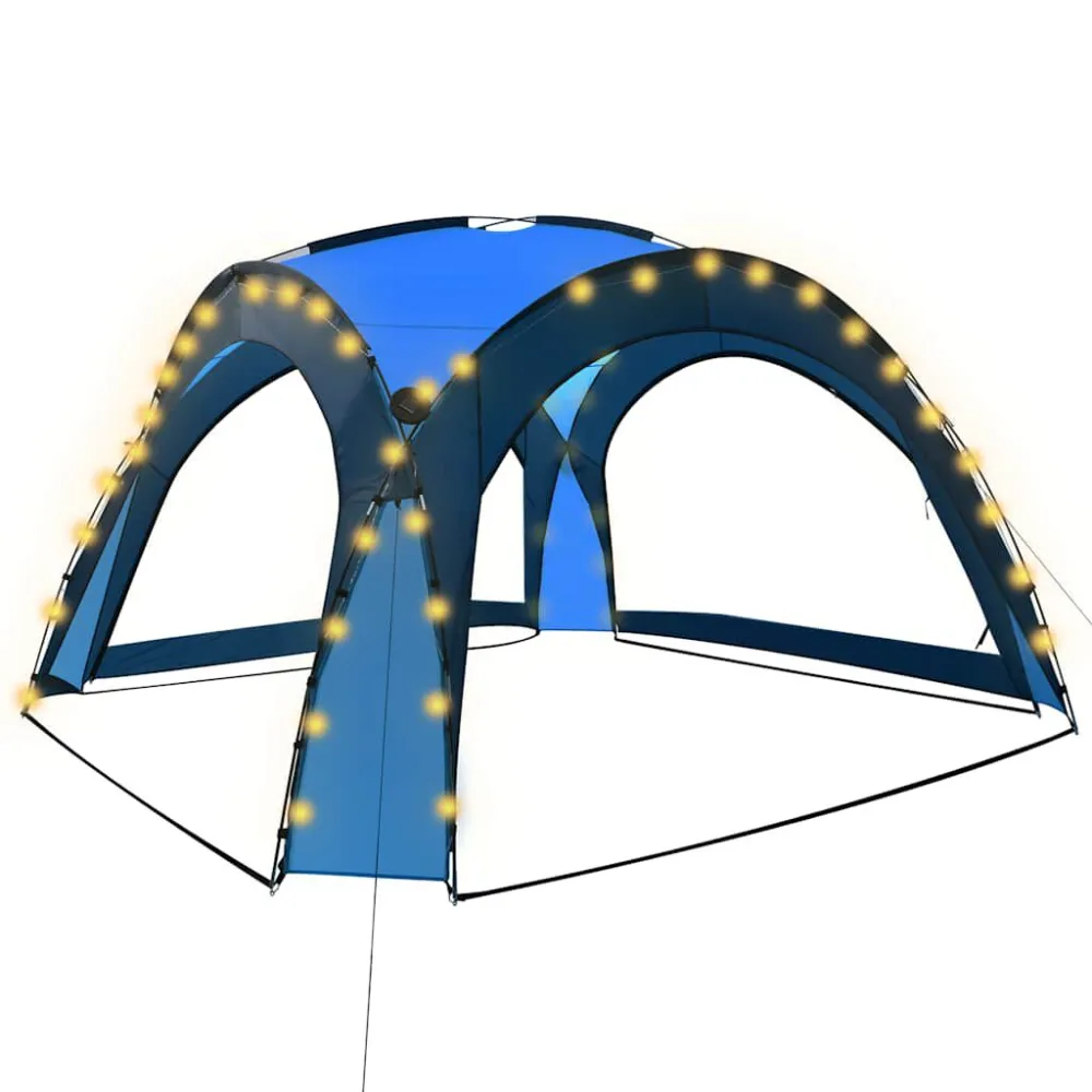 Alumínio Anodizado Tenda festas com LEDs e 4 paredes laterais 3,6x3,6x2,3 m azul