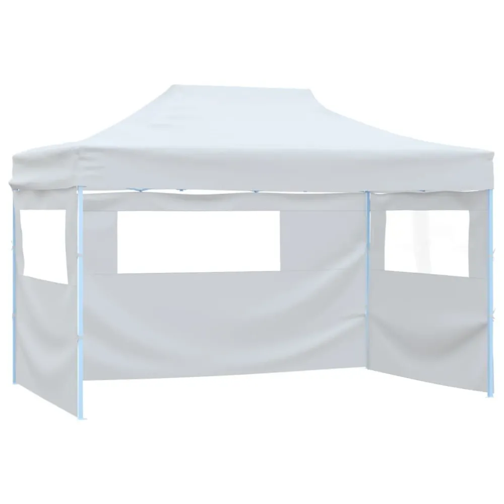 Gazebo com Cortinas Tenda para festas dobrável c\ 3 paredes laterais 3x4,5 m branco