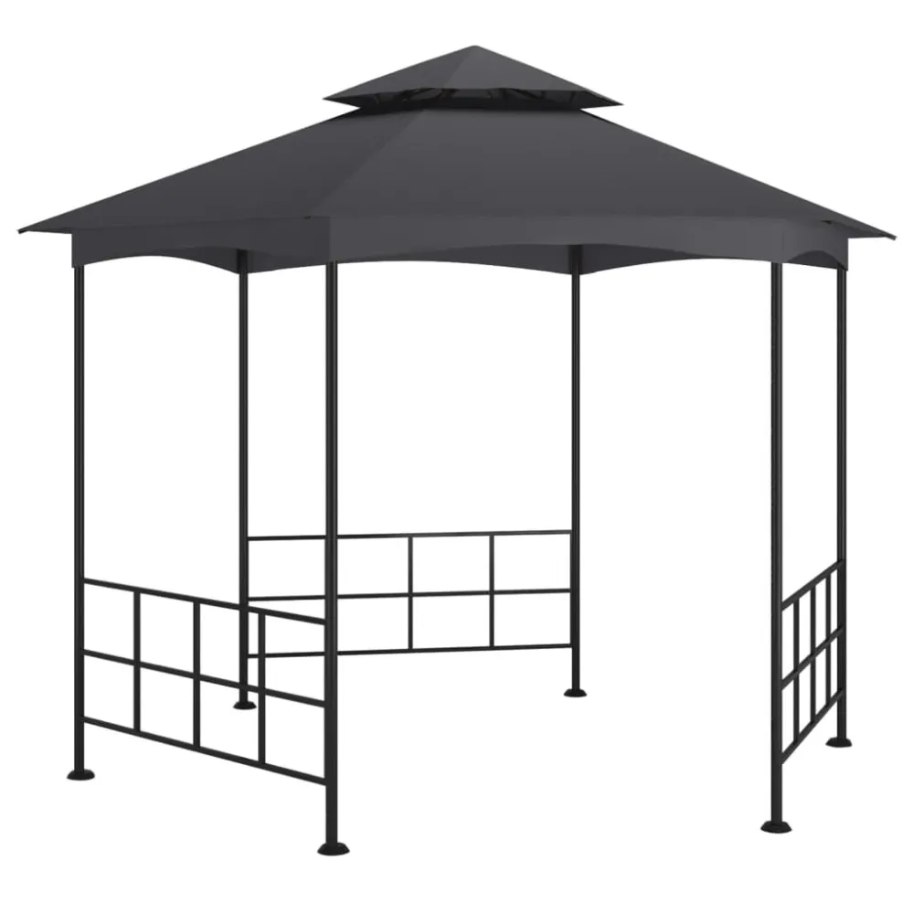 Gazebo com paredes laterais 3,1x2,7 m antracite em Tecido Acrílico