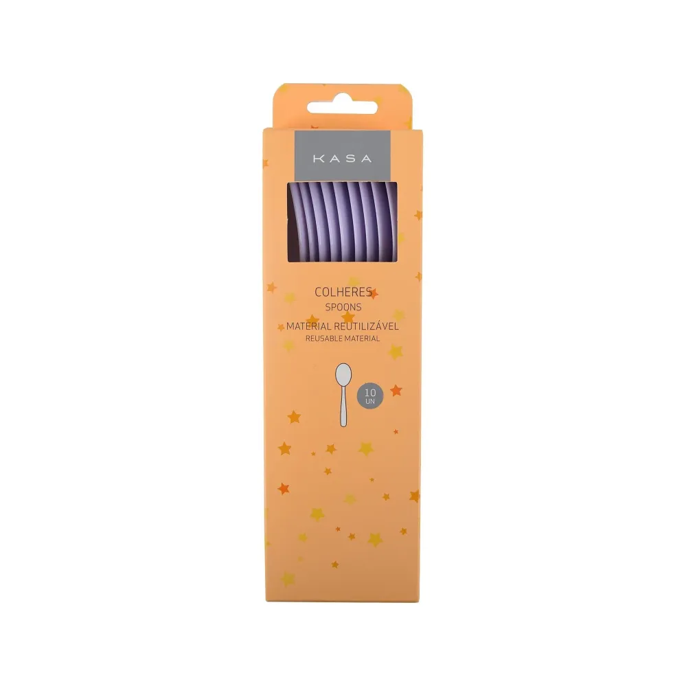 Conjunto 10 Colheres Reutilizáveis Macio Lavanda