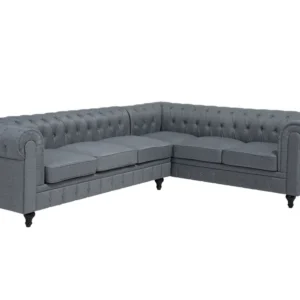 Left Hand Fabric Corner Sofa Grey CHESTERFIELD