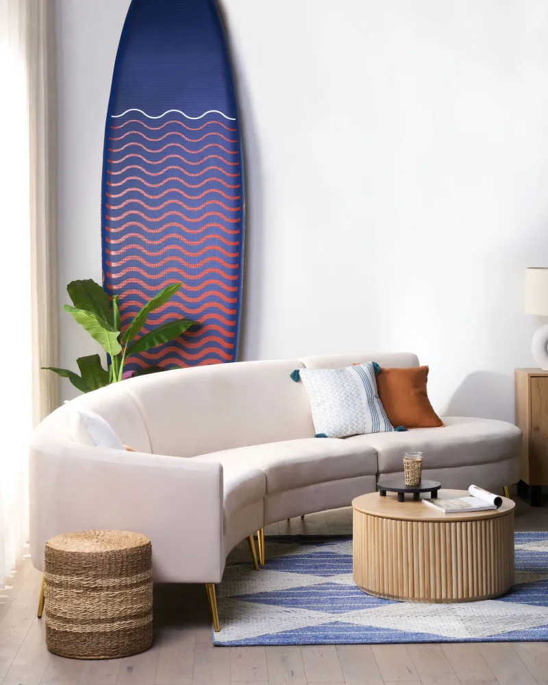 Almofada decorativa em algodão branco e azul fosco 45 x 45 cm TILIA
