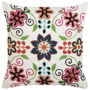 Almofada decorativa bordada em algodão policromático 50 x 50 cm BAHRAICH