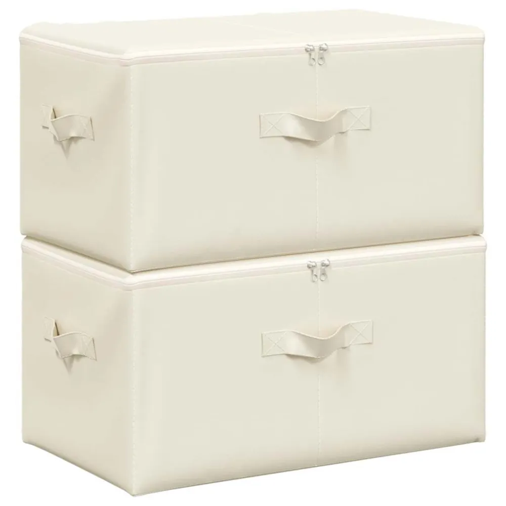 Caixas de arrumação 2 pcs 43x34x23 cm tecido creme