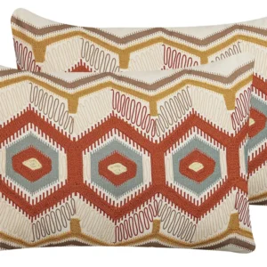 Conjunto de 2 almofadas decorativas bordadas em algodão policromático 40 x 60 cm MAJRA