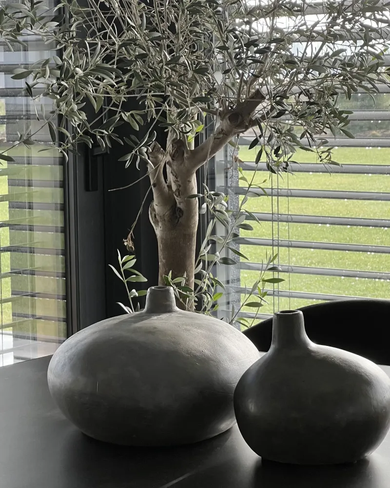Jarro decorativo RAWANG fabricado à mão Pedra Cinzento