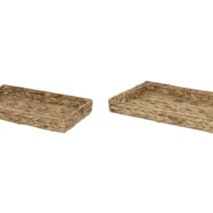 Set 2 Water Hyacinth Decorative Trays Light KONTUM