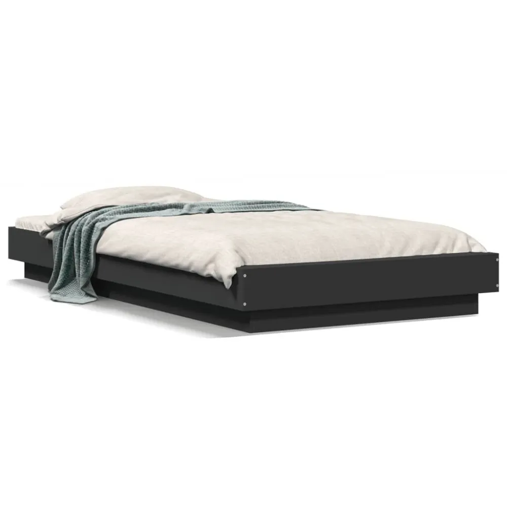 Algodão Egípcio 100% Estrutura de cama 90x200 cm derivados de madeira preto