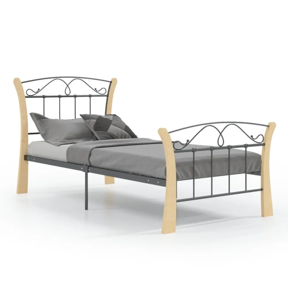 Certificado Oeko-Tex Estrutura de cama 90x200 cm metálico preto