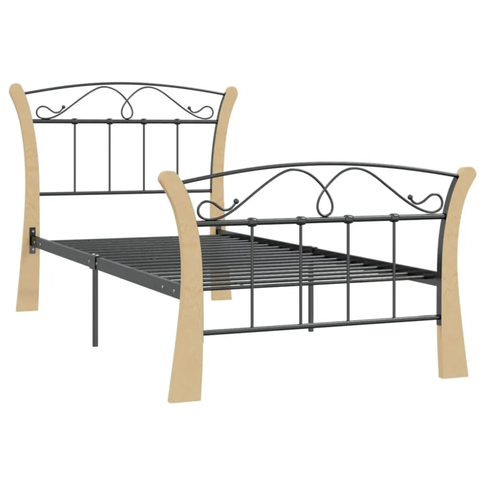 Certificado Oeko-Tex Estrutura de cama 90x200 cm metálico preto