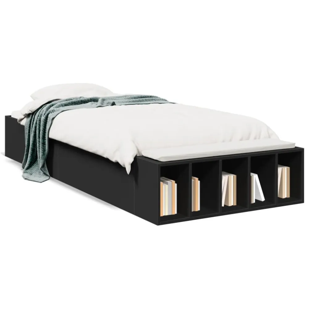 Cinta para Colchão Estrutura de cama 90x200 cm derivados de madeira preto