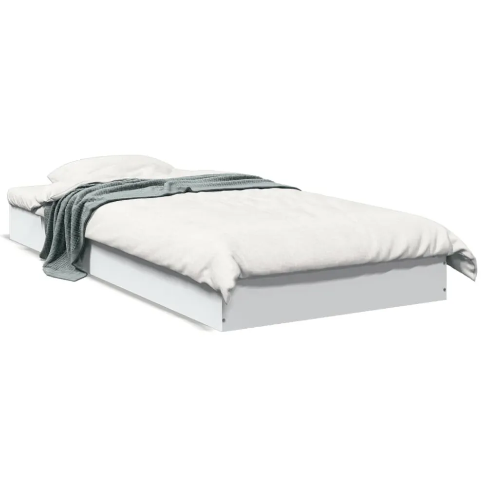 Estrutura de cama 75x190 cm derivados de madeira branco em Veludo