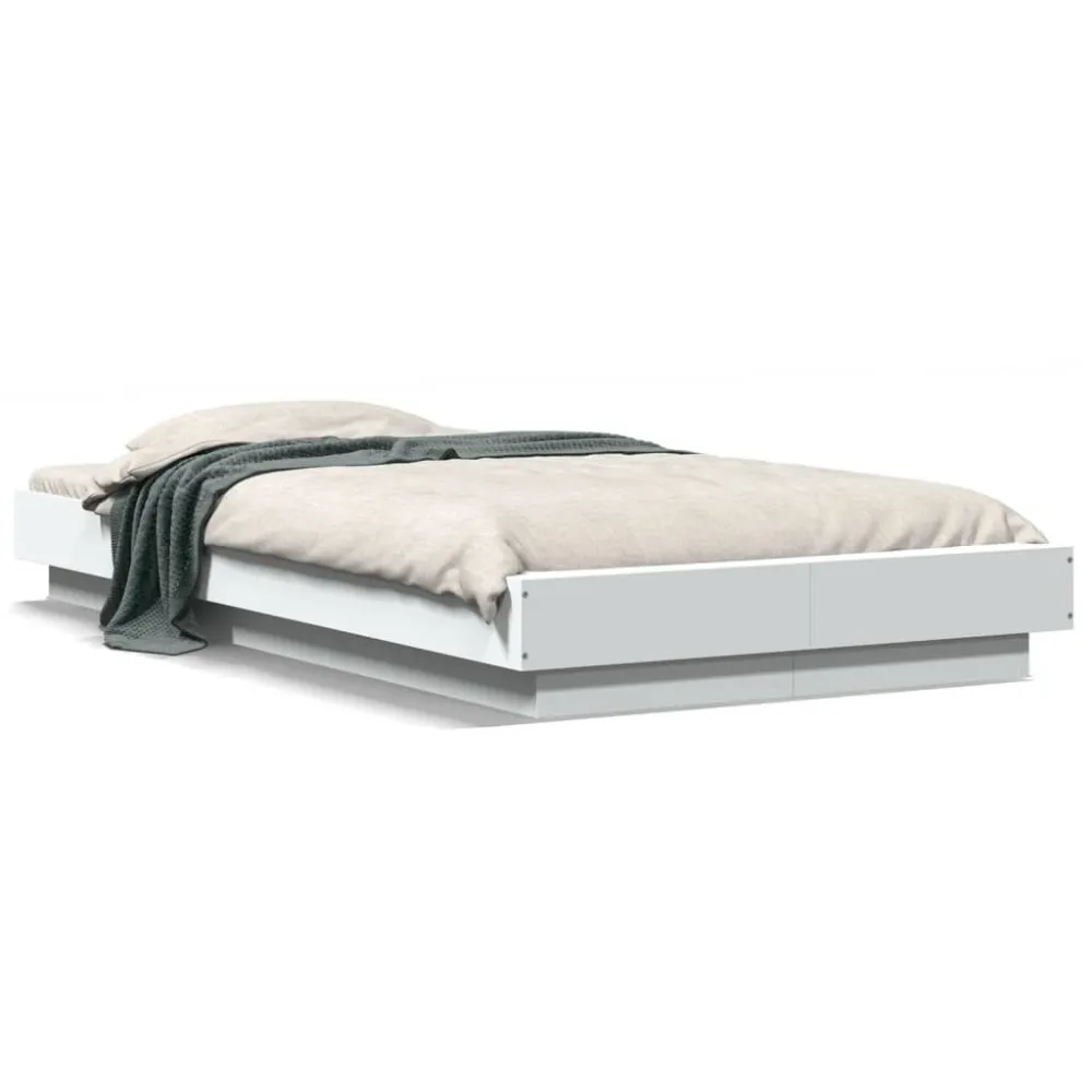 Estrutura de cama 75x190 cm derivados de madeira branco com Garantia de 1 Ano