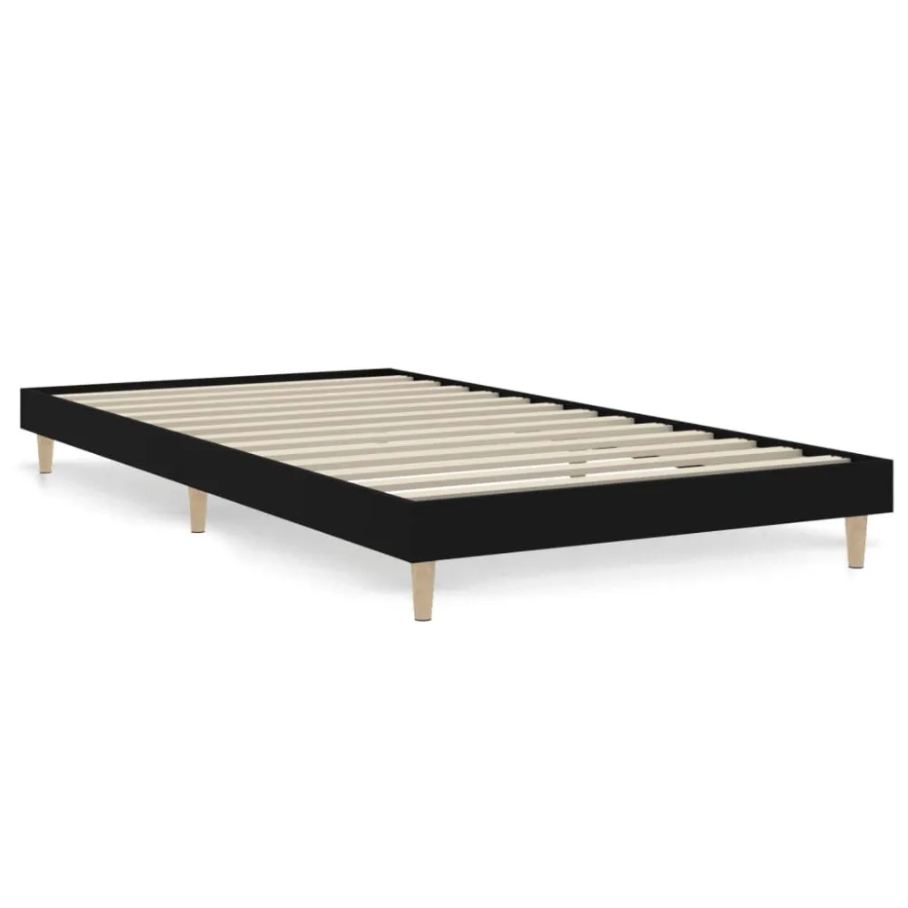Estrutura de cama 90x200 cm derivados de madeira preto | Envio Rápido