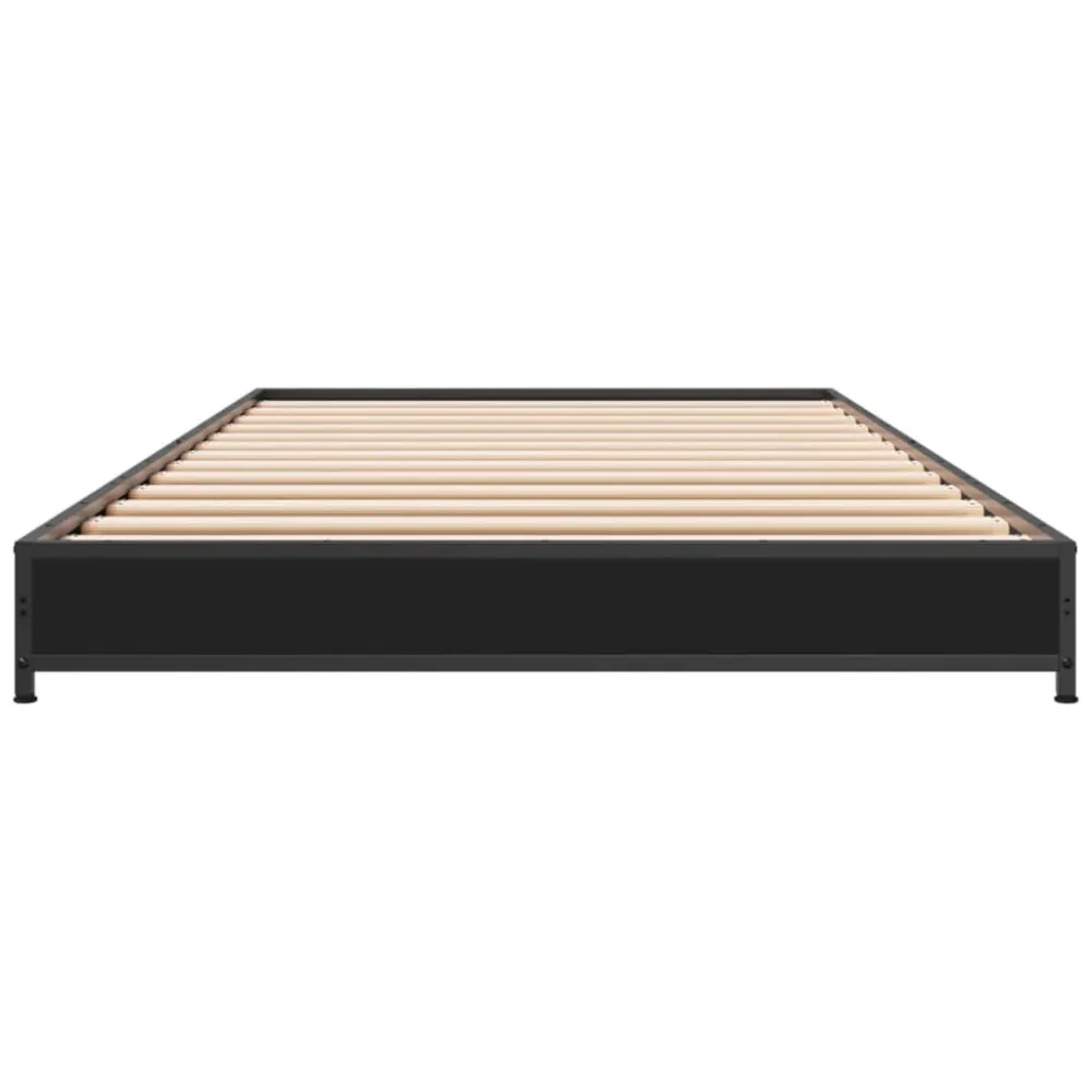 Suporte para Cabeç Estrutura de cama 90x200 cm derivados de madeira/metal preto
