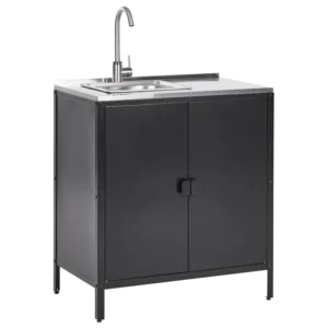 Steel Outdoor Kitchen Cabinet Sink Black VILAMA