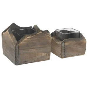 Conjunto de 2 castiçais PLATEROS Madeira Castanho obscuro