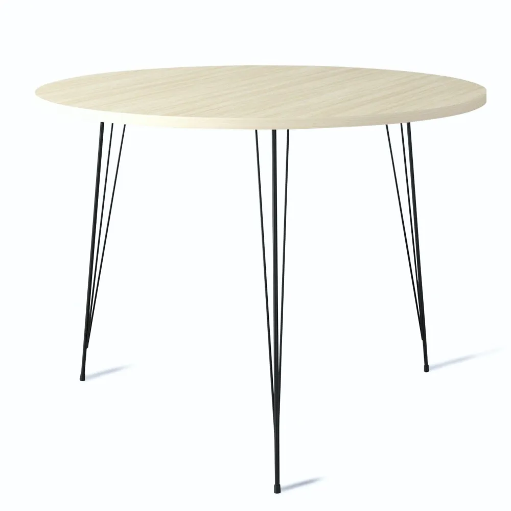 Fondue Set Mesa redonda Gillson D90cm Metal Preto e Carvalho Óbvio