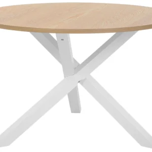 Mesa de jantar cor de madeira clara e pés brancos ⌀ 120 cm JACKSONVILLE com Design Elegante
