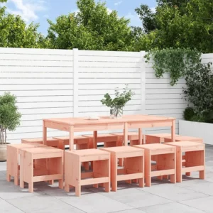 Premium Resistente à Intempérie 13 peças conjunto de jantar para jardim madeira de douglas maciç