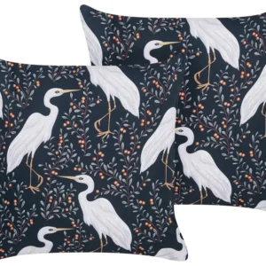 Certificado para Vida Selvagem Conjunto de 2 almofadas de exterior com motivo de ave pretas 45 x 45 cm PIANAZZO