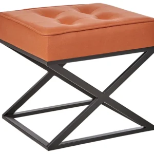 Faux Leather Footstool Orange MURDO