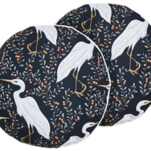 Premium Resistente às Intempéries Conjunto de 2 almofadas de exterior com motivo de ave pretas ⌀ 40 cm PIANAZZO