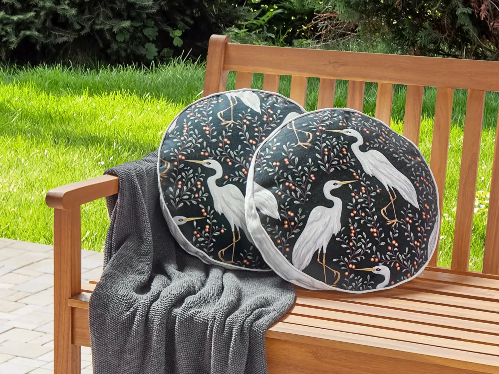 Premium Resistente às Intempéries Conjunto de 2 almofadas de exterior com motivo de ave pretas ⌀ 40 cm PIANAZZO