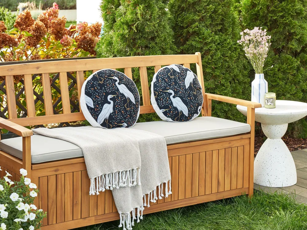 Premium Resistente às Intempéries Conjunto de 2 almofadas de exterior com motivo de ave pretas ⌀ 40 cm PIANAZZO