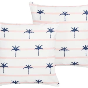 Set 2 Outdoor Cushions Palm Pattern 45 x 45 cm Branco MOLTEDO