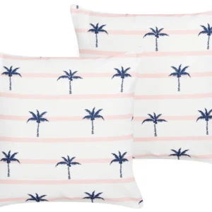 Set 2 Outdoor Cushions Palm Pattern 45 x 45 cm Branco MOLTEDO
