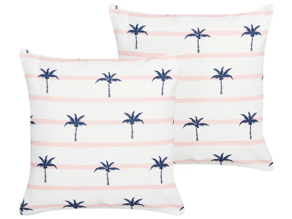 Set 2 Outdoor Cushions Palm Pattern 45 x 45 cm Branco MOLTEDO