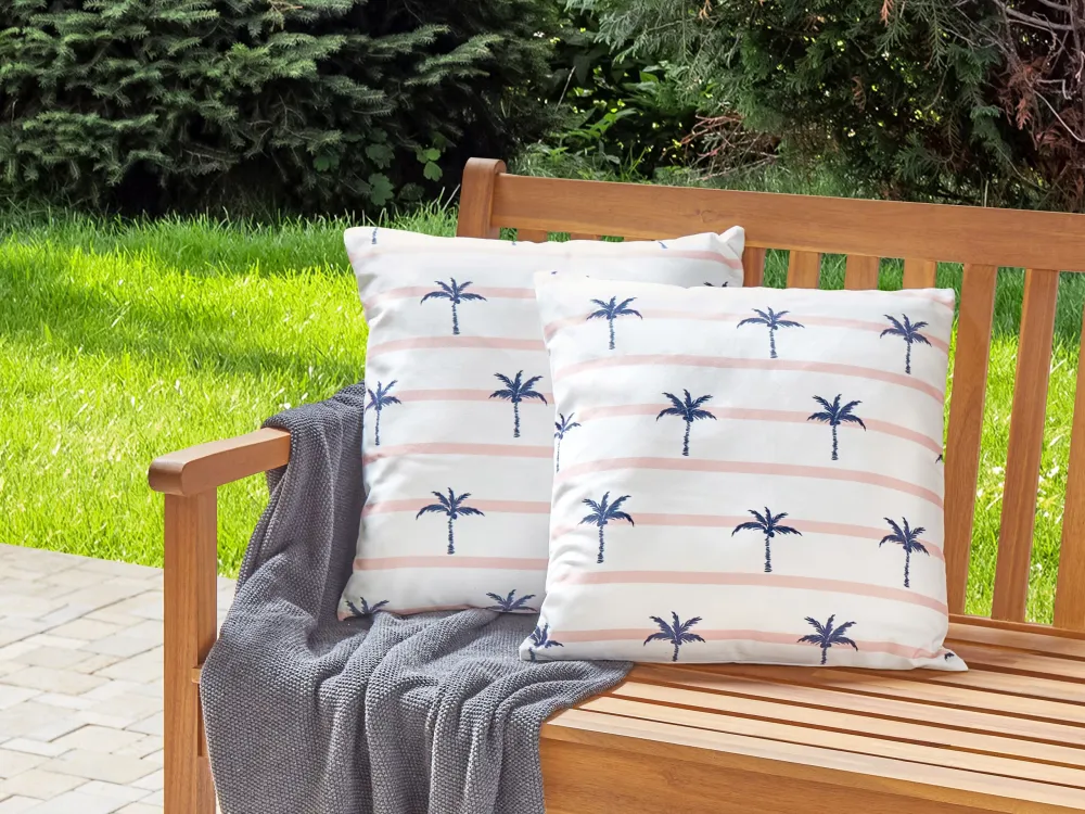 Set 2 Outdoor Cushions Palm Pattern 45 x 45 cm Branco MOLTEDO