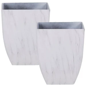 Set 2 Plant Pots 35 x 35 x 42 cm Marble Effect MIRO