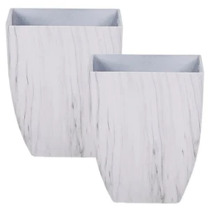Set 2 Plant Pots 28 x 28 x 34 cm Marble Effect MIRO