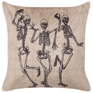 Velvet Cushion Skeleton Pattern 45 x 45 cm Beige MORTESTI