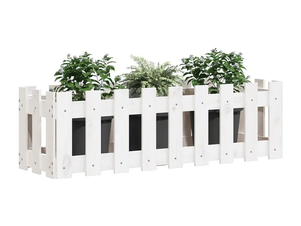 Canteiro elevado design cerca 100x30x30 cm pinho maciço branco