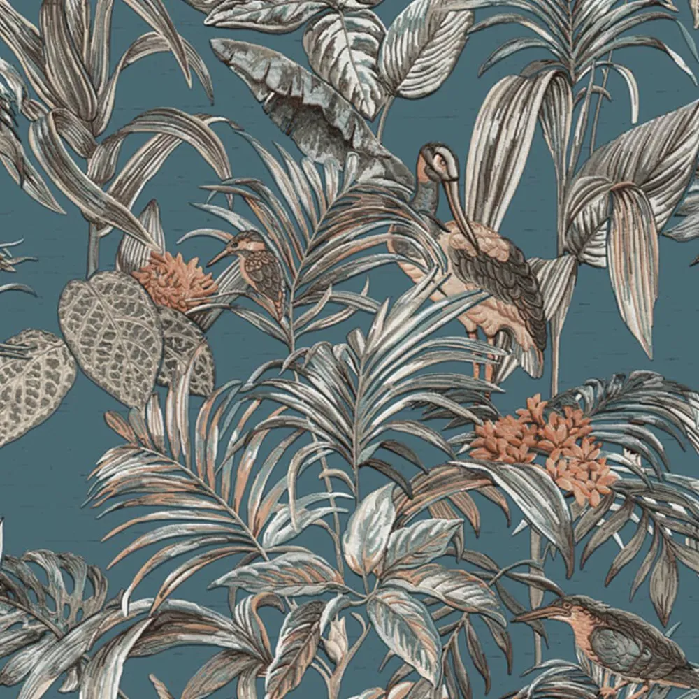 DUTCH WALLCOVERINGS Papel de parede Bird--Paradise cor azul