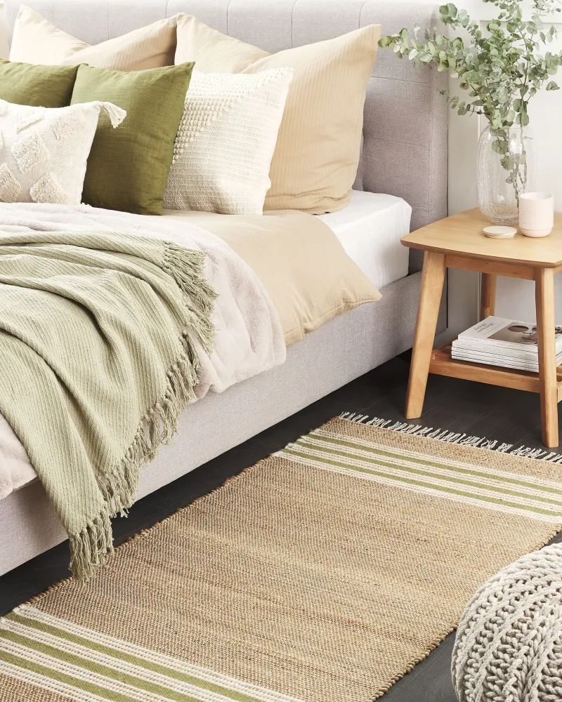 Jute Area Rug 80 x 150 cm Tom neutro and Green MIRZA