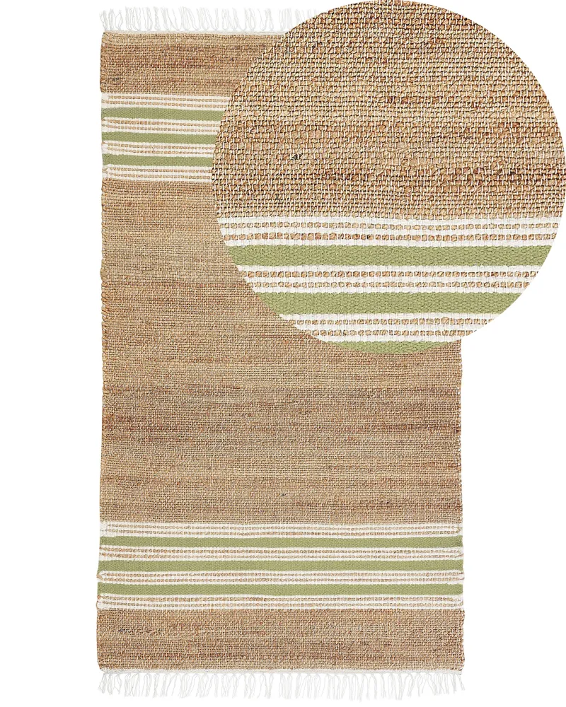Jute Area Rug 80 x 150 cm Tom neutro and Green MIRZA