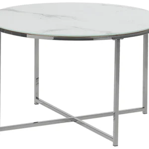Mesa de centro efeito de mármore branco com prateado QUINCY