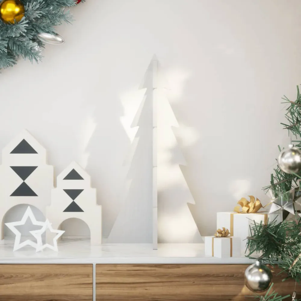 Árvore Natal decorativa 59,5 cm madeira de pinho maciç branco