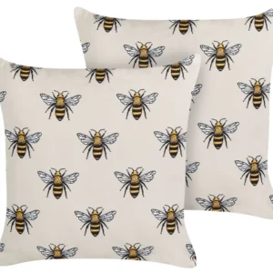 Set 2 Outdoor Cushions Bee Pattern 45 x 45 cm Cor creme CANNETO