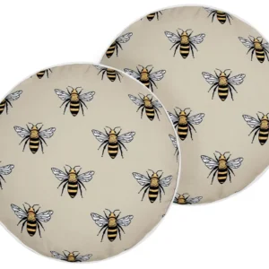 Set 2 Outdoor Cushions Bee Pattern ⌀ 40 cm Tom neutro CANNETO