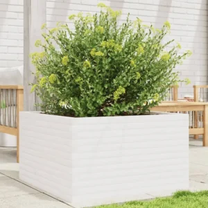 Vaso/floreira de jardim 80x80x45,5 cm pinho maciço branco