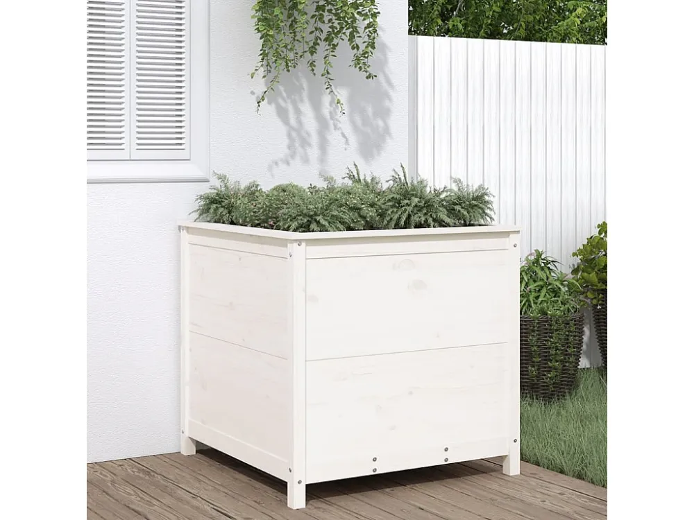 Vaso/floreira de jardim 82,5x82,5x78 cm pinho maciço branco