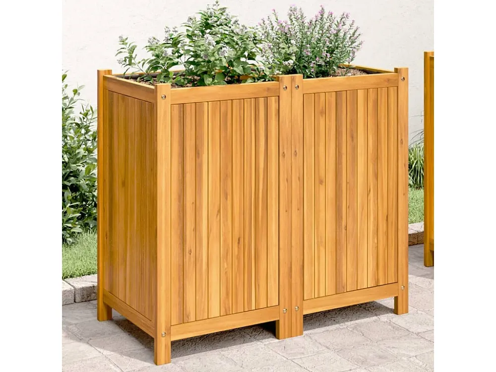 Vaso/floreira de jardim com forro 84x42x75 cm acácia maciç