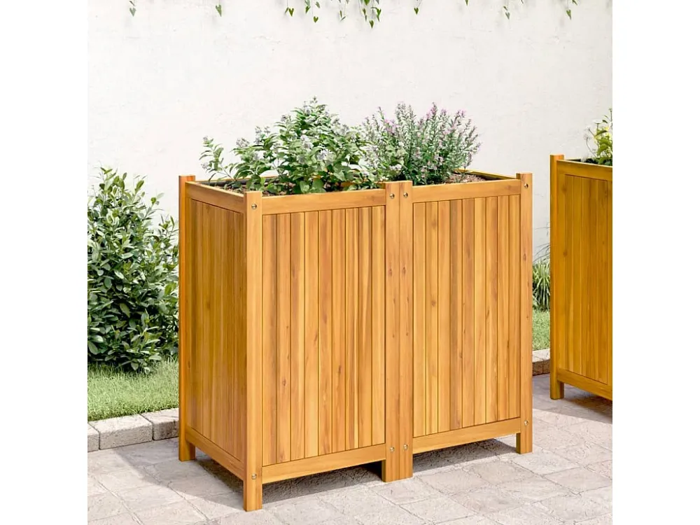 Vaso/floreira de jardim com forro 84x42x75 cm acácia maciç