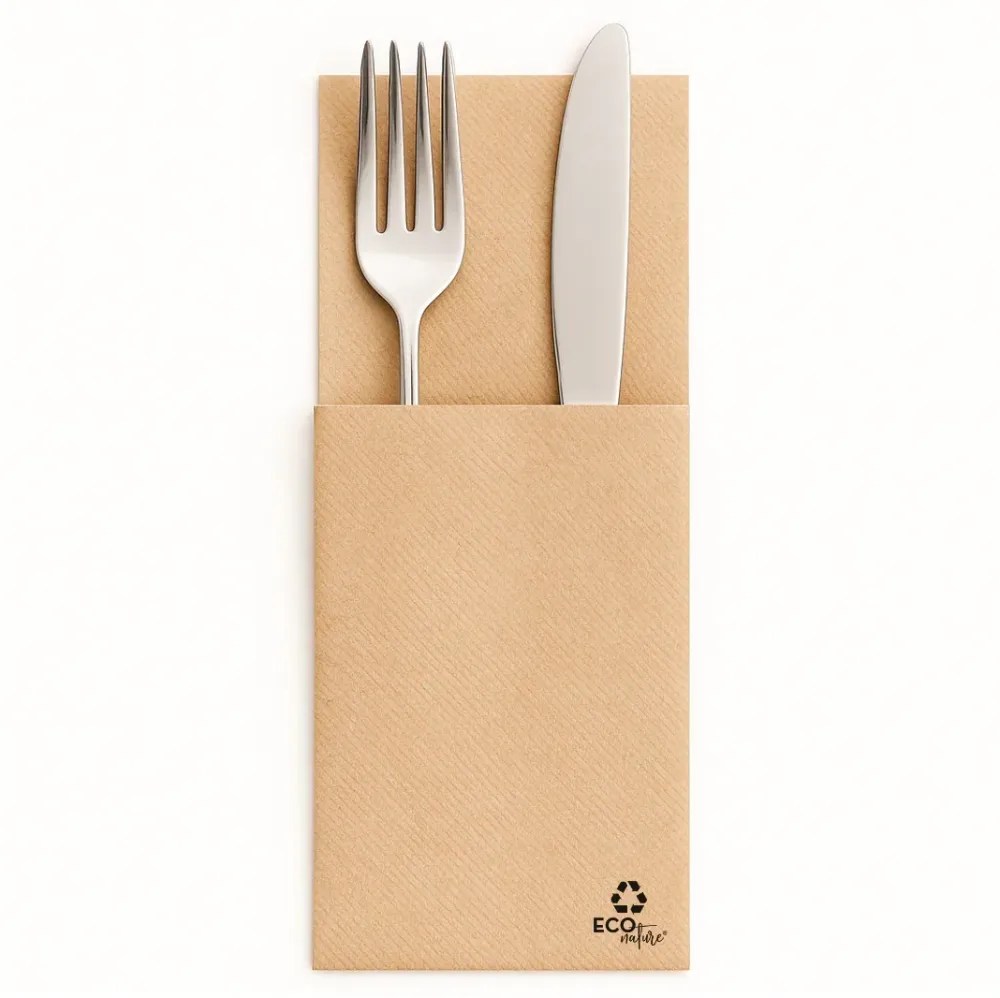 Guardanapos de Mesa Dobrados com Bolsa Kangu Nature (960F)