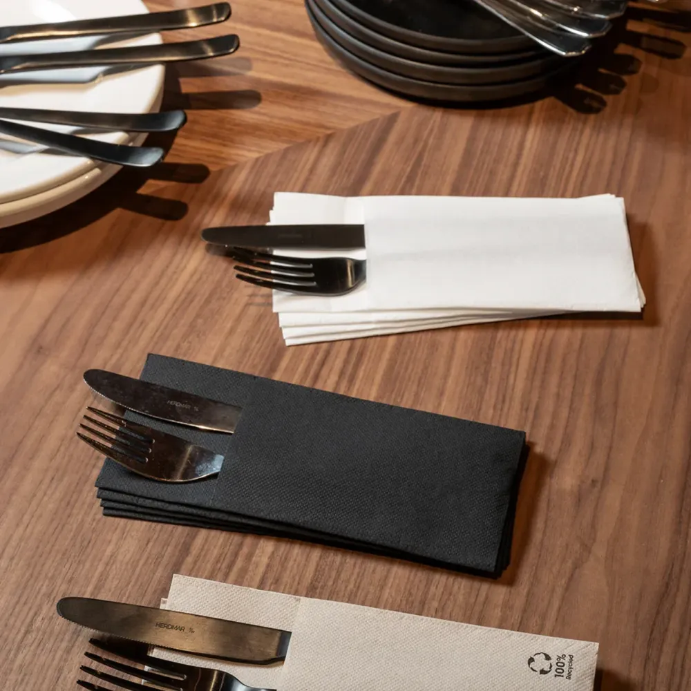 Guardanapos de Mesa Dobrados com Bolsa Kangu Nature (960F)